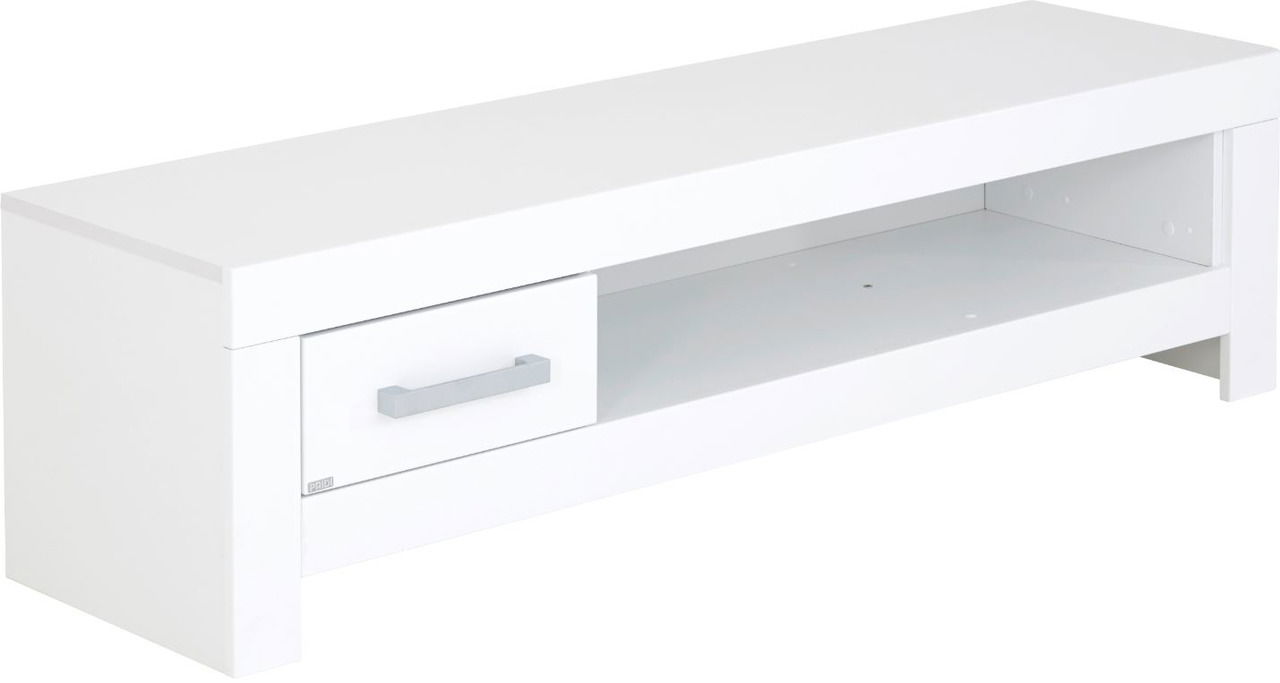 Paidi Lowboard FIONA Weißes Lowboard mit Schublade und offenem Fach, seitliche Perspektive