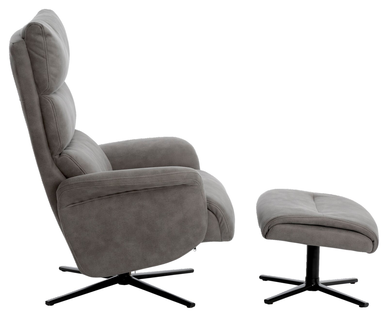 XORA Relaxsessel mit Hocker MISO Grauer Relaxsessel mit Hocker, seitliche Perspektive