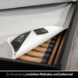 Lattenrostschoner zwischen Matratze und Lattenrost, seitliche Perspektive
