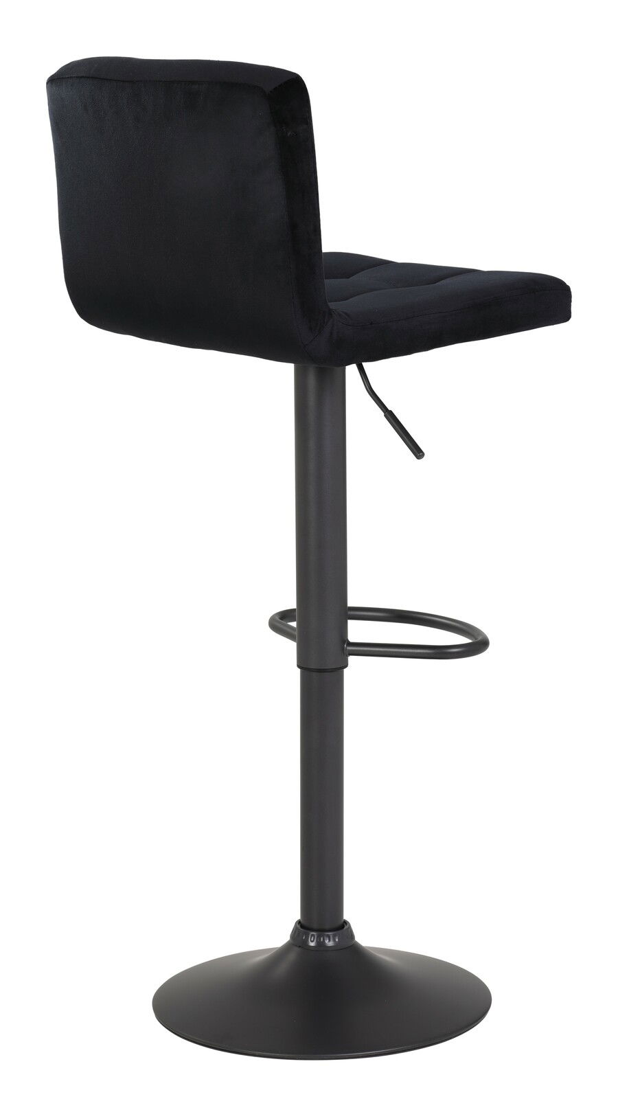 Schwarzer Barhocker AMANDA mit Rückenlehne, seitliche Perspektive