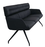 Schwarze Sitzbank mit modernem Design, seitliche Perspektive