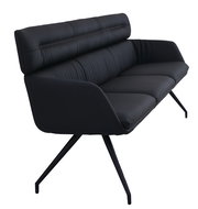Schwarze Sitzbank mit modernem Design, seitliche Perspektive
