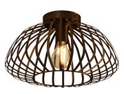 Deckenleuchte ESPINAL mit schwarzem, käfigartigem Design und sichtbarer Glühbirne, seitliche Perspektive