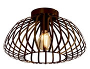 Plafondlamp ESPINAL met zwart, kooivormig ontwerp en zichtbare gloeilamp, zijaanzicht