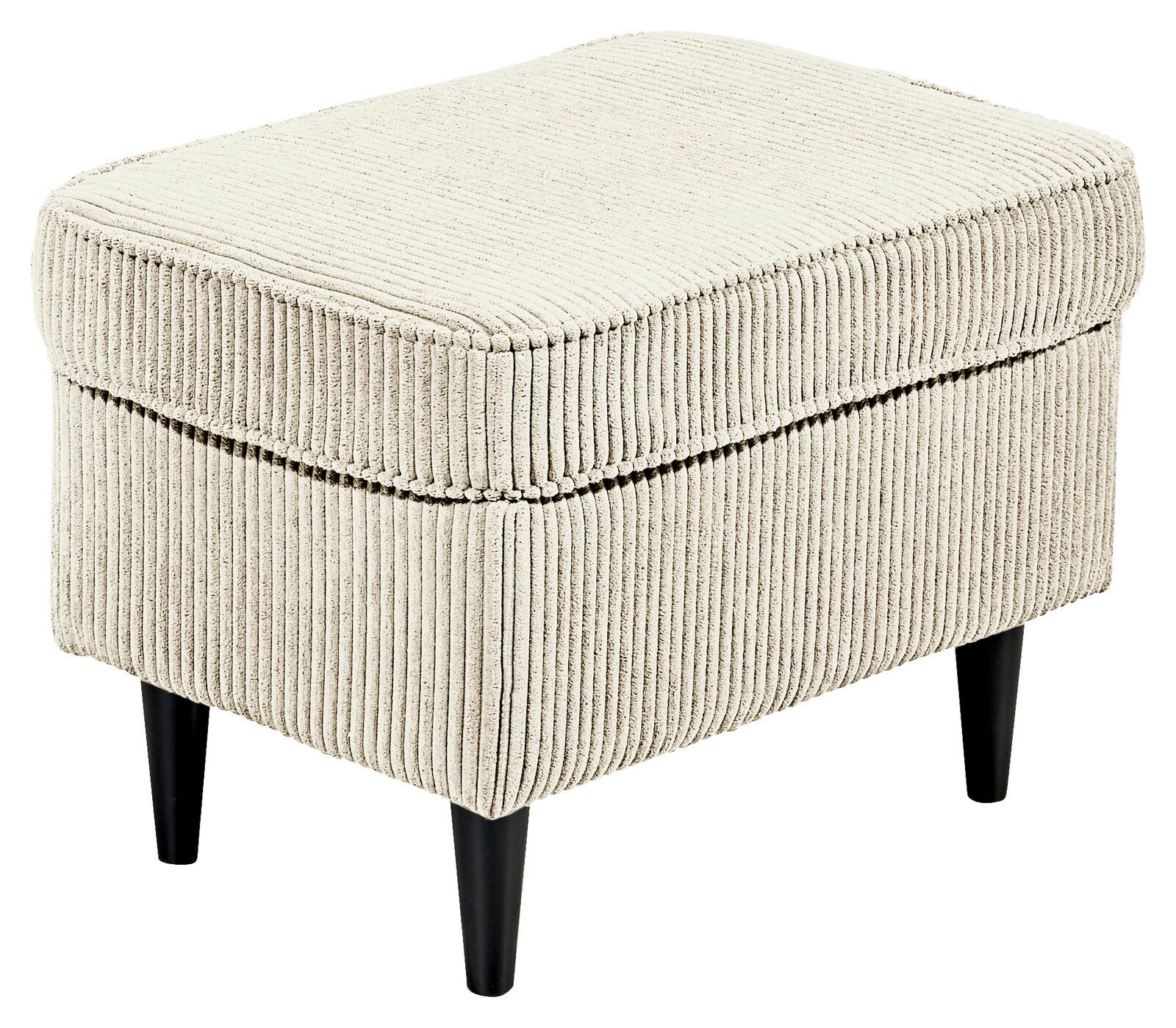 Z2 Hocker OSKAR Hocker OSKAR in beige mit geripptem Stoffbezug und schwarzen Beinen, seitliche Perspektive