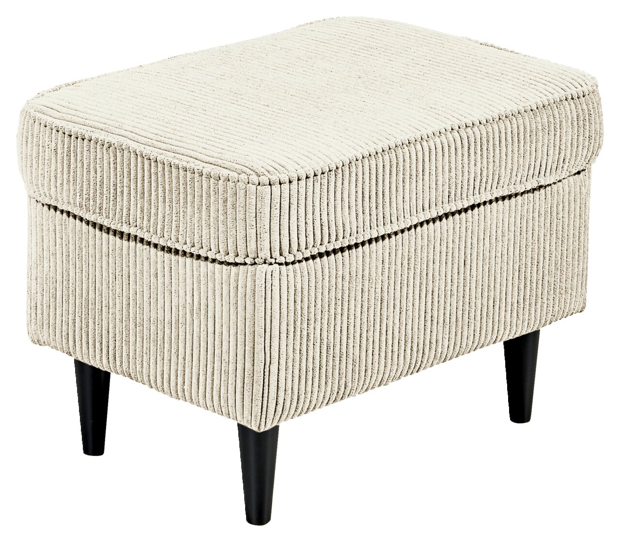 Z2 Hocker OSKAR Hocker OSKAR in beige mit geripptem Stoffbezug und schwarzen Beinen, seitliche Perspektive