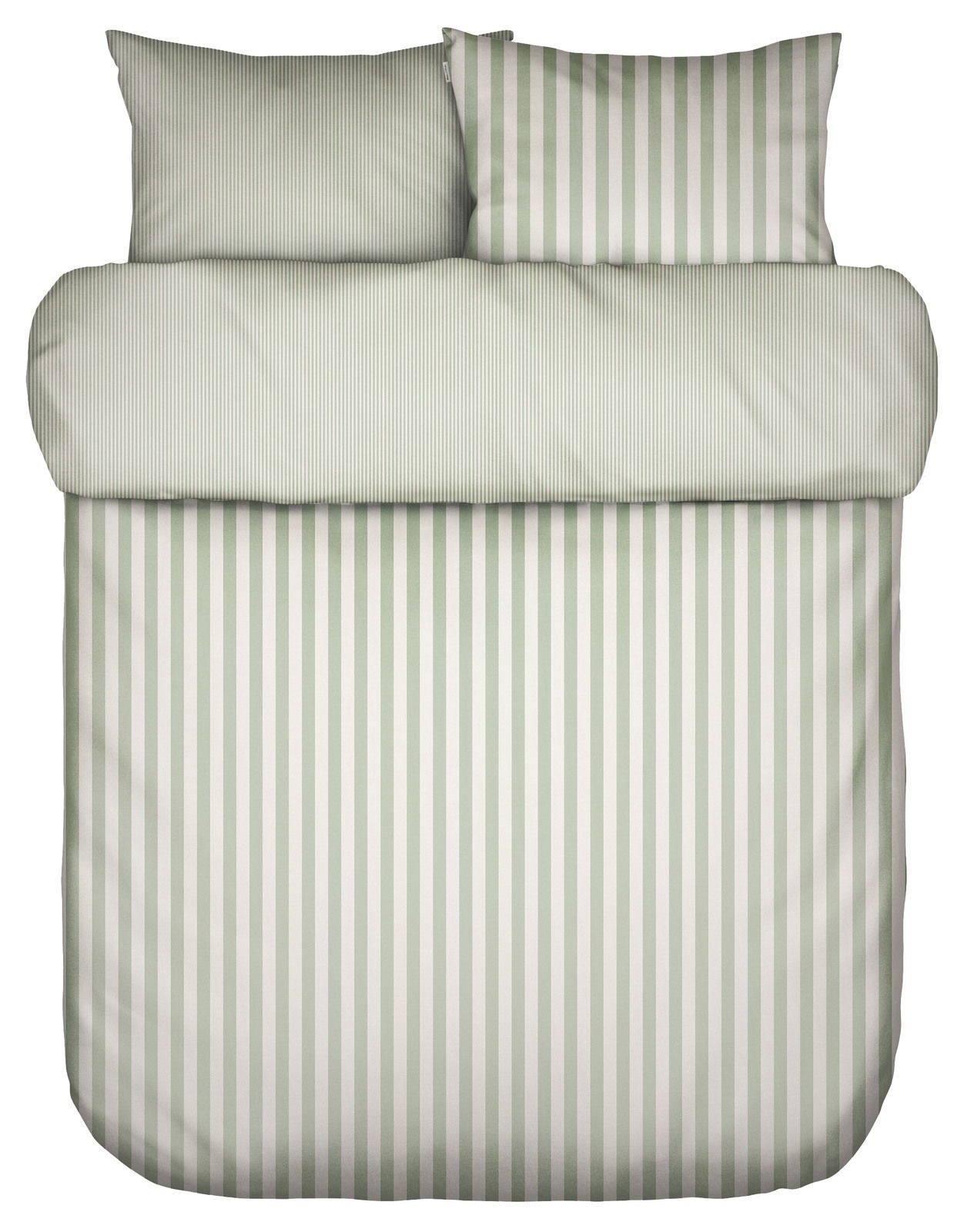 Marc O'Polo Bettwäsche 135x200cm CLASSIC STRIPE Bettwäsche-Set 135x200cm mit grün-weißen Streifen, Draufsicht