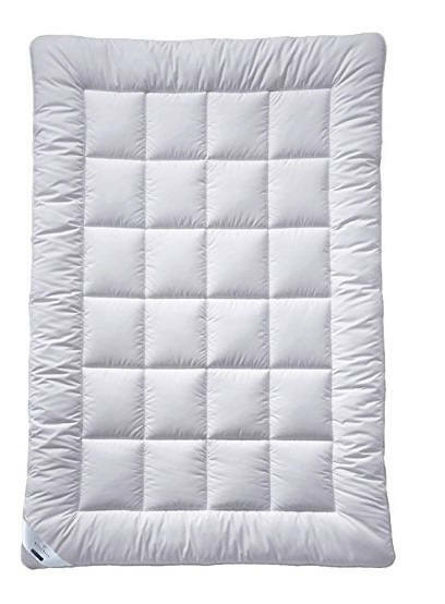 billerbeck Bettdecke WASH Weiße Steppdecke in Draufsicht mit quadratischem Muster, Produktname: Star Faserdecke Uno