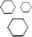 Dreiteiliges Wandregal-Set in hexagonaler Form aus schwarzem Metall, frontal abgebildet.