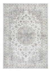 Orientteppich mit floralem Muster in Beige- und Grautönen, Draufsicht