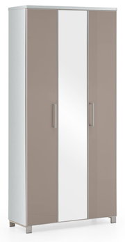 Moderner XL-Dielenschrank der Serie SANTINA mit Spiegeltür, seitliche Perspektive