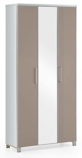 Moderner XL-Dielenschrank der Serie SANTINA mit Spiegeltür, seitliche Perspektive