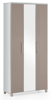 Moderner XL-Dielenschrank der Serie SANTINA mit Spiegeltür, seitliche Perspektive