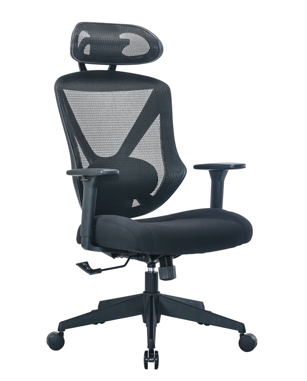 Novel Drehstuhl SELECT Ergonomischer Drehstuhl mit Netzrückenlehne und Kopfstütze, seitliche Perspektive