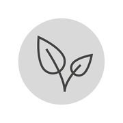 Symbol eines stilisierten Blattes auf grauem Hintergrund, Vorderansicht