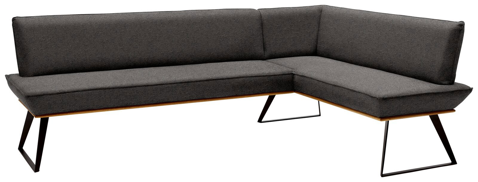 Voleo Eckbank MALIBU Graue Eckbank 223x163 cm mit modernem Design, Metallbeinen und seitlicher Perspektive