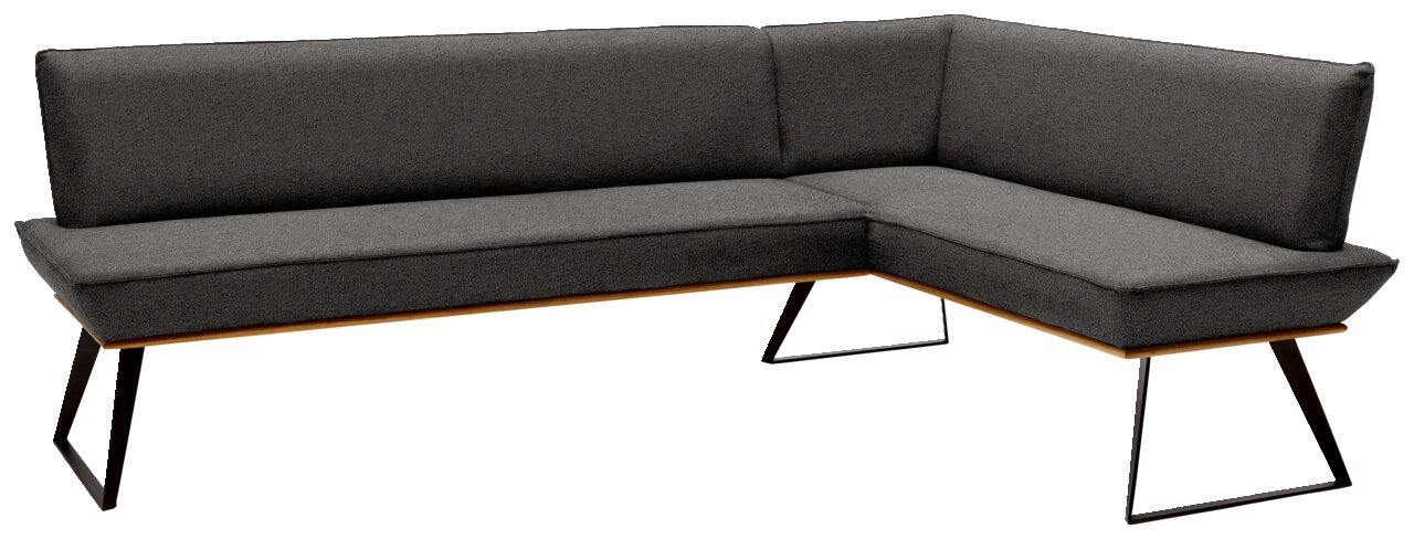 Voleo Eckbank MALIBU Graue Eckbank 223x163 cm mit modernem Design, Metallbeinen und seitlicher Perspektive