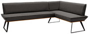 Graue Eckbank 223x163 cm mit modernem Design, Metallbeinen und seitlicher Perspektive