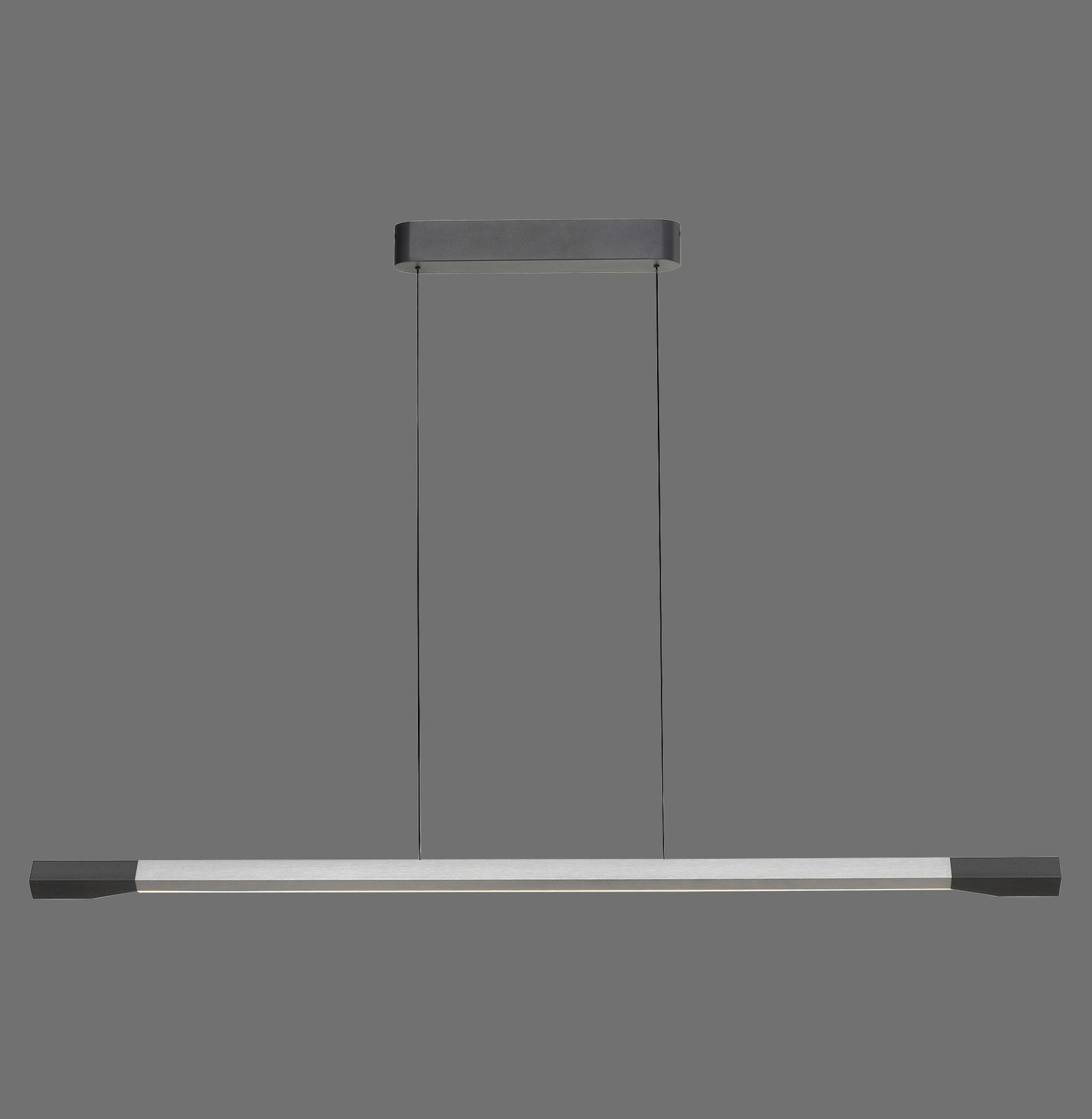 Moderne LED-Pendelleuchte in minimalistischem Design, seitliche Perspektive