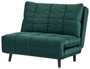 Grüner Funktionssessel mit gepolstertem Design, seitliche Perspektive