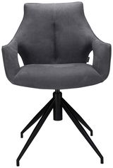 Moderner grauer Sessel mit schwarzem Metallgestell, Vorderansicht