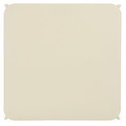 Draufsicht auf eine quadratische, cremefarbene Tischplatte mit abgerundeten Ecken.