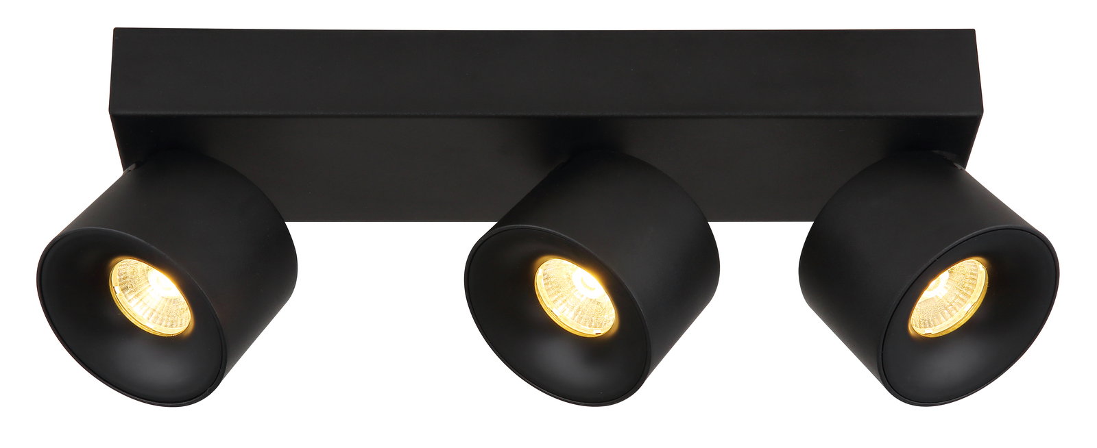 Dreifacher LED Strahler in schwarzem Gehäuse, Ansicht von unten