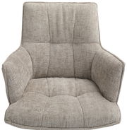 Bequemer Sessel aus beigem Stoff, Vorderansicht