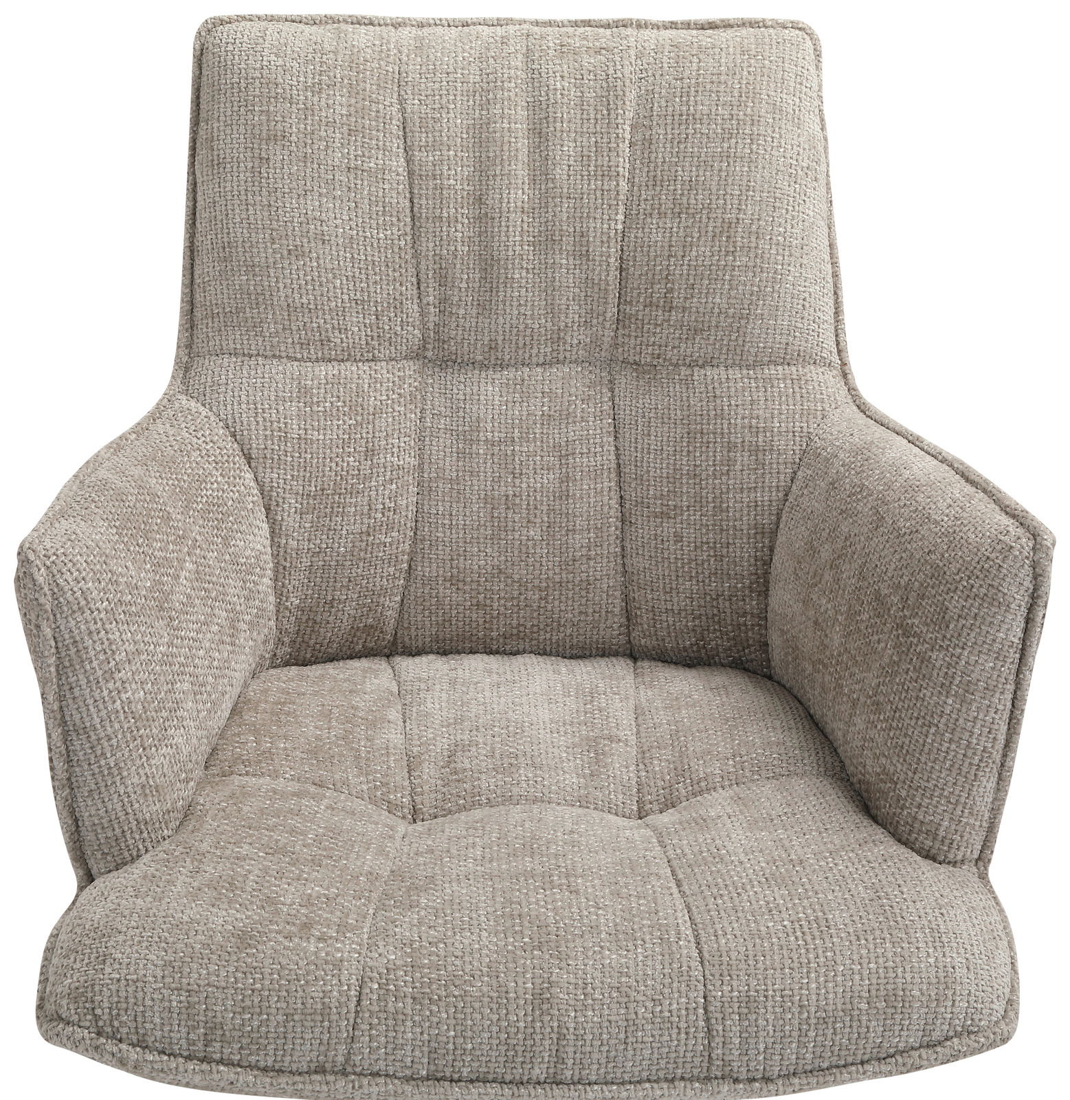 Bequemer Sessel aus beigem Stoff, Vorderansicht