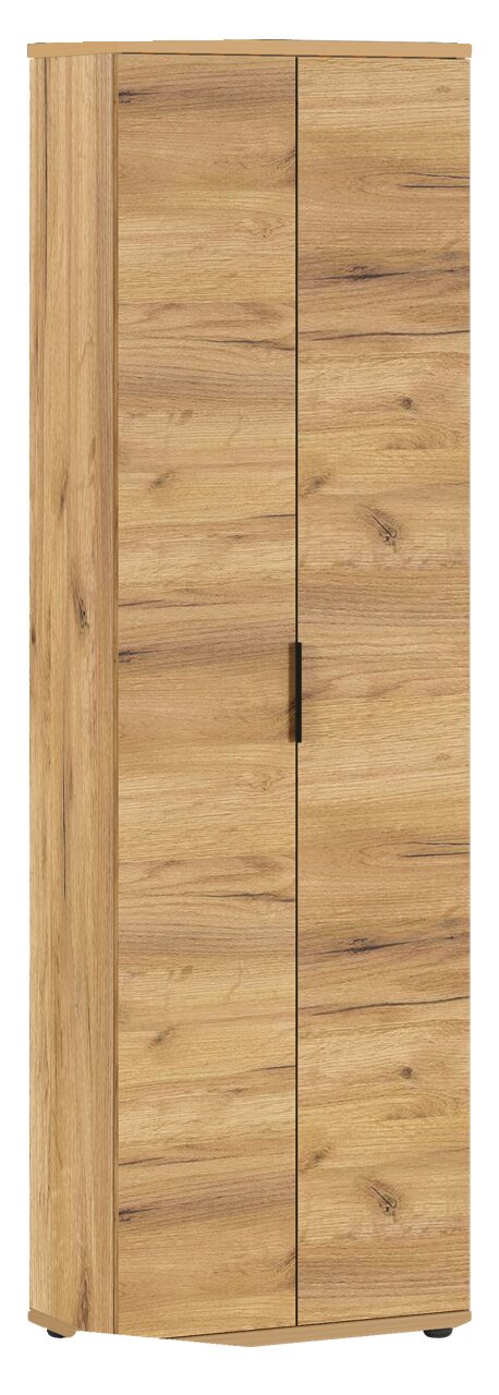 MID.YOU Garderobenschrank FREMONT Garderobenschrank aus Holz in Frontalansicht mit zwei Türen und natürlicher Holzmaserung.