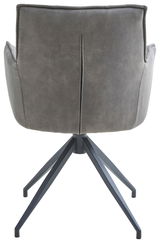 Rückansicht eines grauen Sessels mit Metallbeinen, Modell Novel Sessel OSAKA