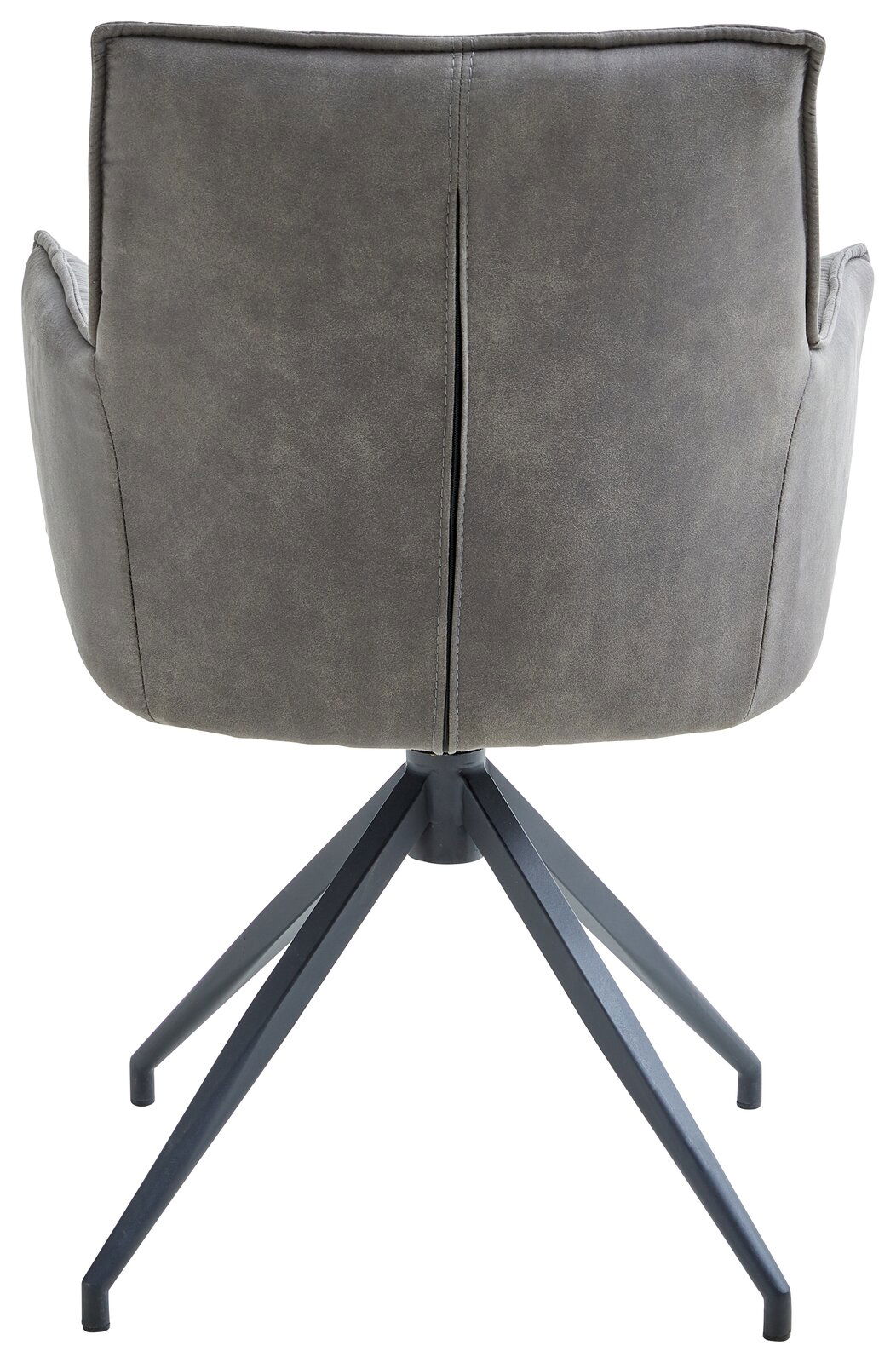 Rückansicht eines grauen Sessels mit Metallbeinen, Modell Novel Sessel OSAKA