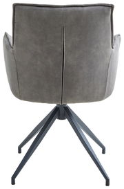Rückansicht eines grauen Sessels mit Metallbeinen, Modell Novel Sessel OSAKA