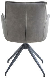 Rückansicht eines grauen Sessels mit Metallbeinen, Modell Novel Sessel OSAKA