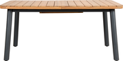 Gartenausziehtisch aus Holz mit Metallbeinen, Frontalansicht