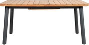 Gartenausziehtisch aus Holz mit Metallbeinen, Frontalansicht