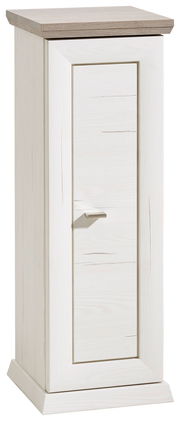 Beistelltisch mit einer Tür aus der Serie Camron/Benton in Holzoptik, frontal abgebildet.