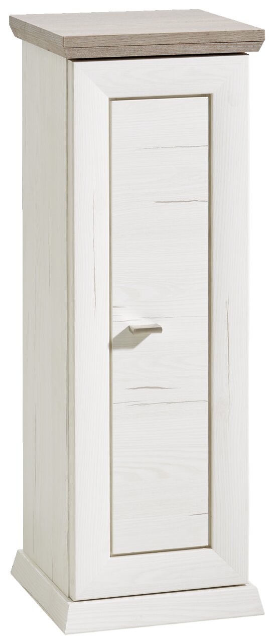 Beistelltisch mit einer Tür aus der Serie Camron/Benton in Holzoptik, frontal abgebildet.