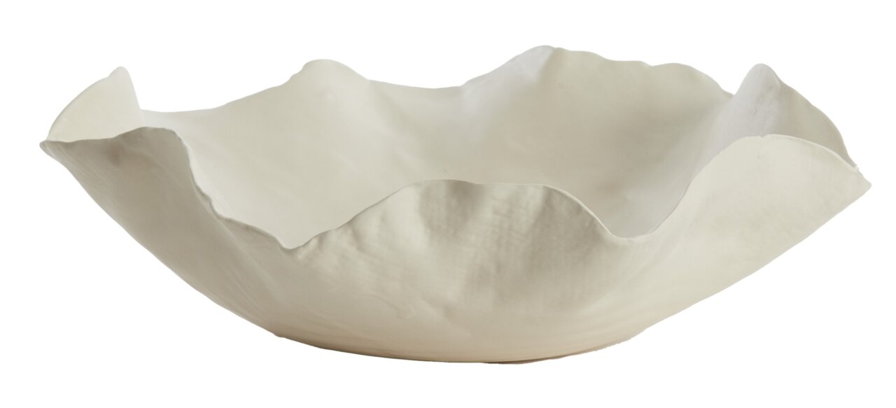 Light&Living Schale BANDA Ø31cm Weiße, wellenförmige Schale aus Keramik, seitliche Perspektive