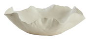 Weiße, wellenförmige Schale aus Keramik, seitliche Perspektive