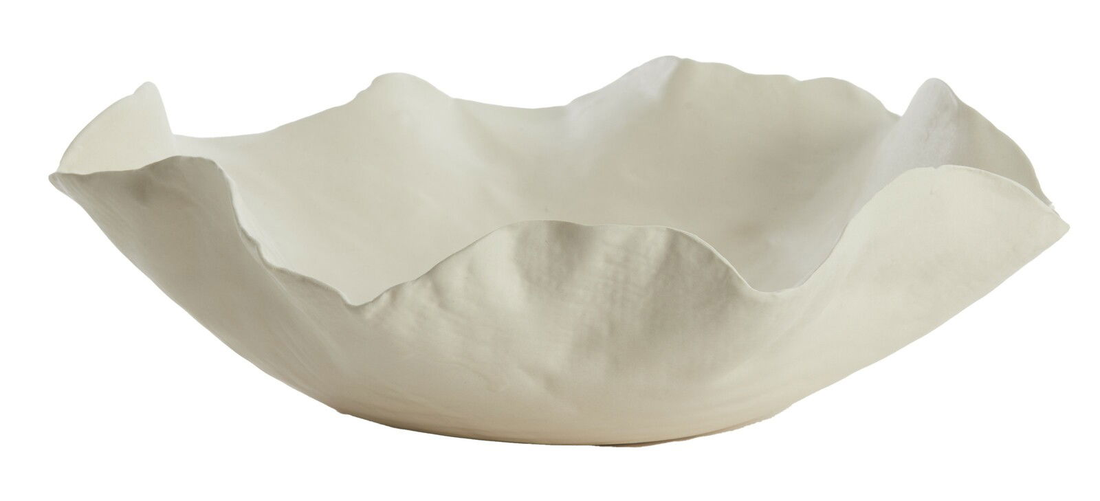 Light&Living Schale BANDA Ø31cm Weiße, wellenförmige Schale aus Keramik, seitliche Perspektive