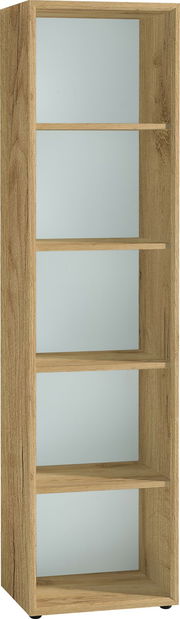 Holz-Aktenregal mit fünf offenen Fächern, seitliche Perspektive