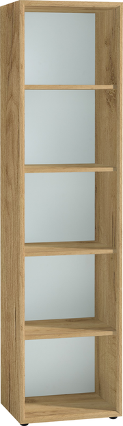 Holz-Aktenregal mit fünf offenen Fächern, seitliche Perspektive