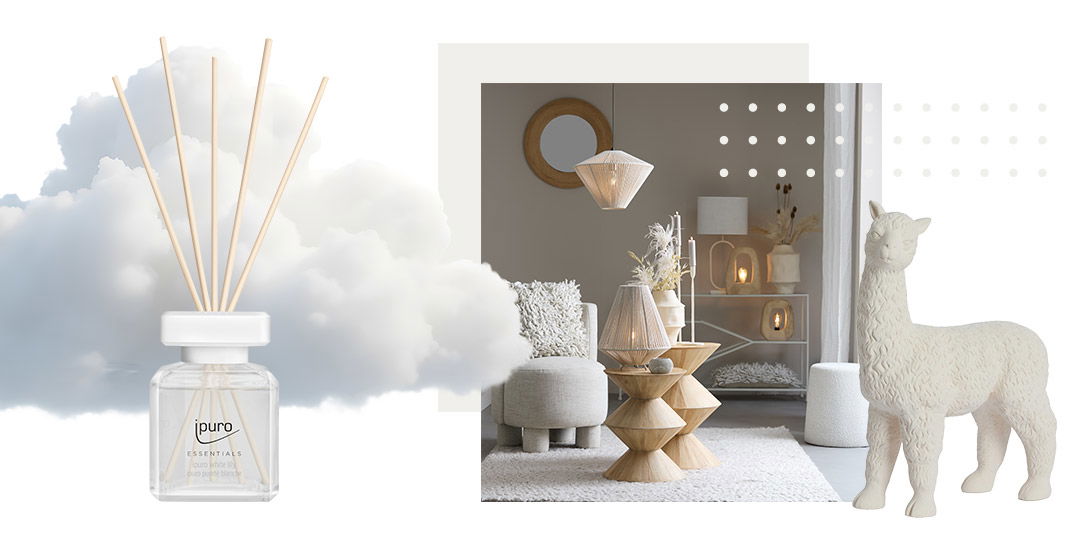 Wohnaccessoires und Deko in Beige und Off-White, Pantone Cloud Dancer