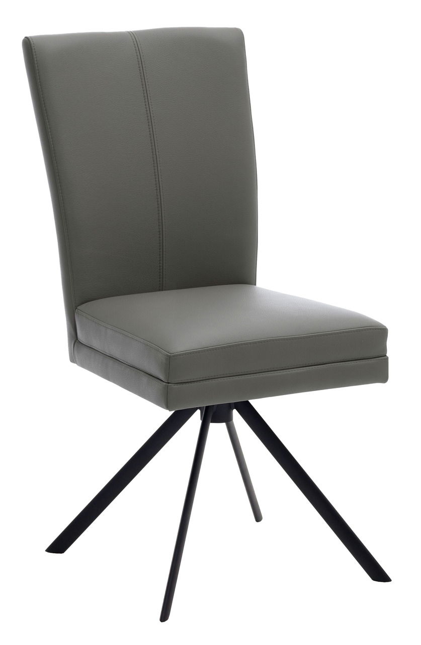 Valdera Stuhl COLORA Moderner Stuhl mit grauem Polster und schwarzem Metallgestell, seitliche Perspektive