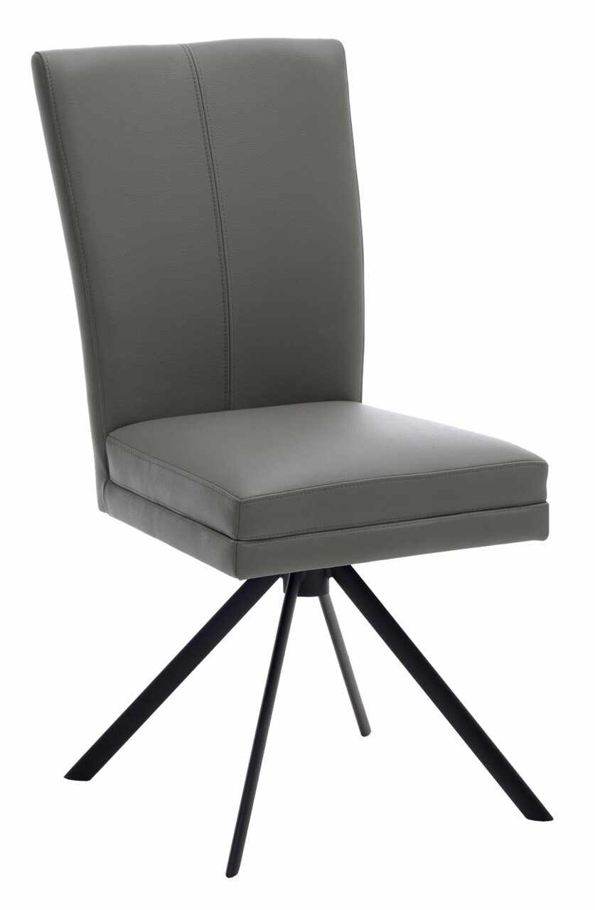 Valdera Stuhl COLORA Moderner Stuhl mit grauem Polster und schwarzem Metallgestell, seitliche Perspektive