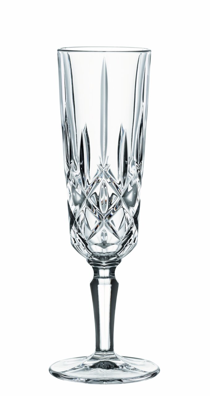 Elegantes Champagnerglas Noblesse mit detailliertem Schliff, frontal abgebildet.