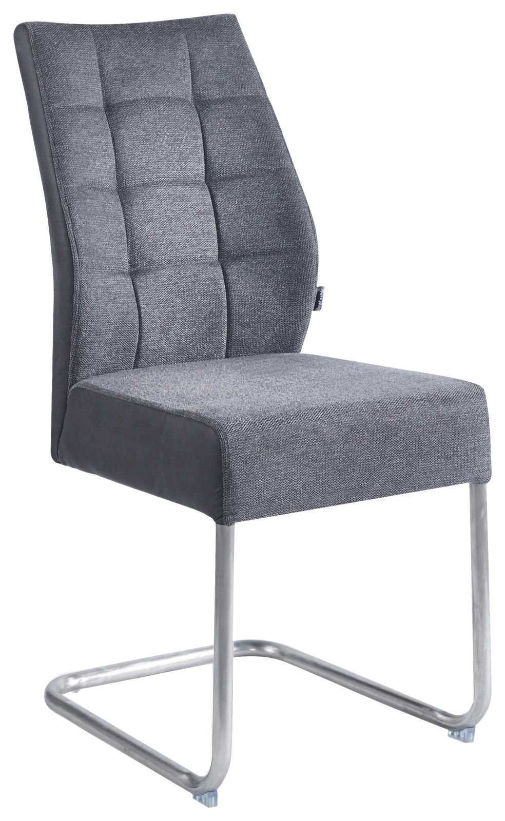 Z2 Schwingstuhl CEDRIK Moderner Schwingstuhl mit grauem Stoffbezug und verchromtem Gestell, seitliche Perspektive