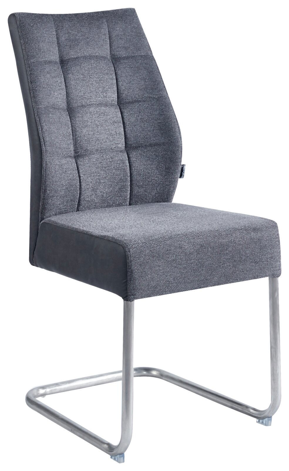 Z2 Schwingstuhl CEDRIK Moderner Schwingstuhl mit grauem Stoffbezug und verchromtem Gestell, seitliche Perspektive