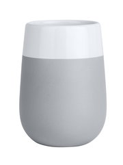 Keramik Zahnputzbecher Malta in Grau und Weiß, seitliche Perspektive